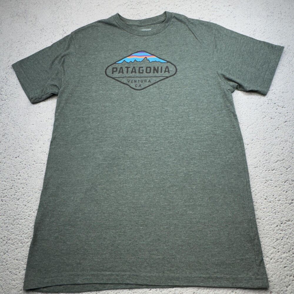Patagonia Shirt Mens Medium Green Slim Fit Graphic Tee Ventura CA STY 38907